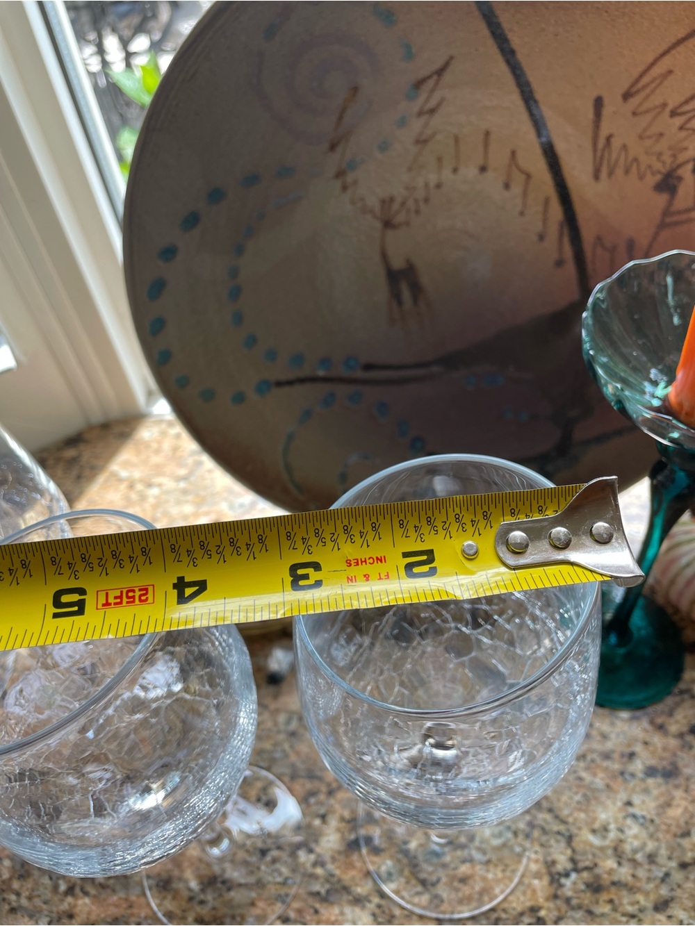 Set of 4 Pier 1 Crackle Slant Wine Glasses - Picture 6 of 6